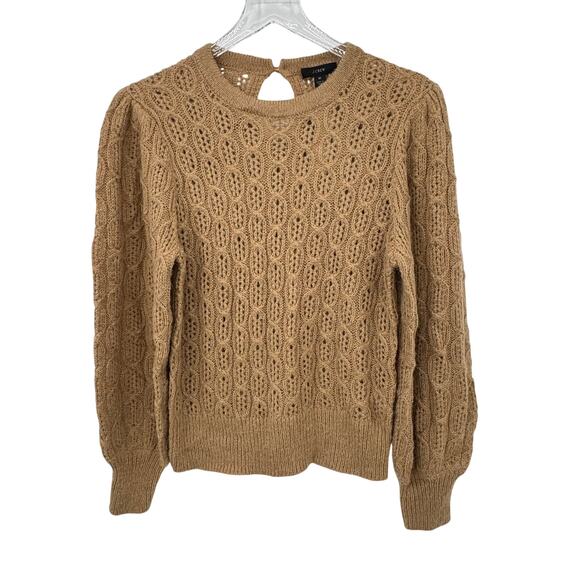 J. Crew sweater size M alpaca wool cable knit balloon sleeve pullover camel NEW - Picture 1 of 11